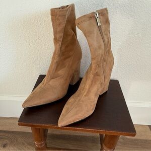 Marc Fisher Camel Suede Heeled Boots